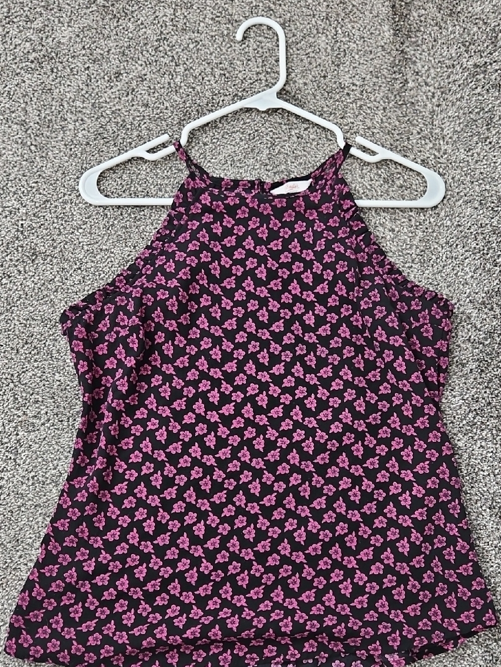 Candie's Black Halter Camisole with Pink Floral Pattern
